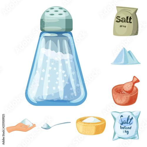 Vector design of salt  and food icon. Collection of salt  and mineral  vector icon for stock.