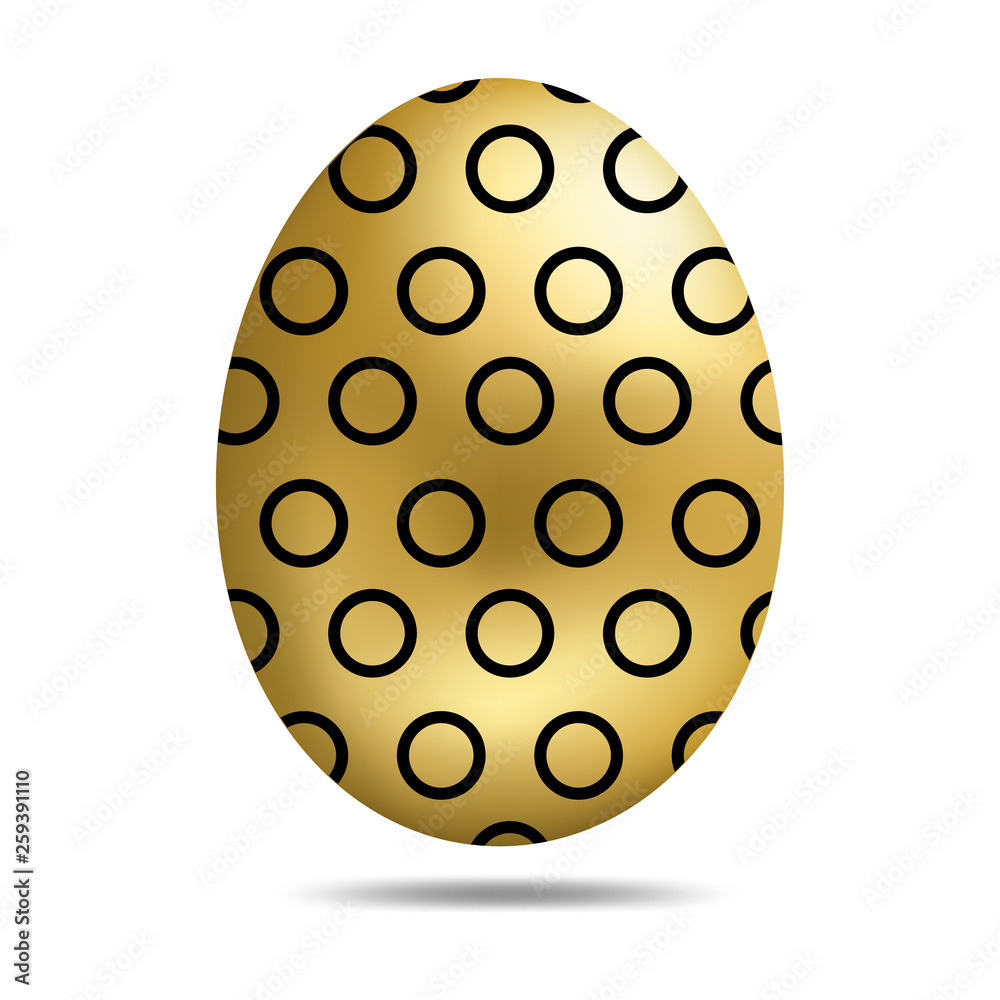 Vector Easter Golden Egg isolated on white background. Colorful Egg with Dots Pattern. Realistic Style. For Greeting Cards, Invitations. Vector illustration for Your Design, Web. Vector Easter Golden Egg isolated on white background. Colorful Egg with Dots Pattern. Realistic Style. For Greeting Cards, Invitations. Vector illustration for Your Design, Web.