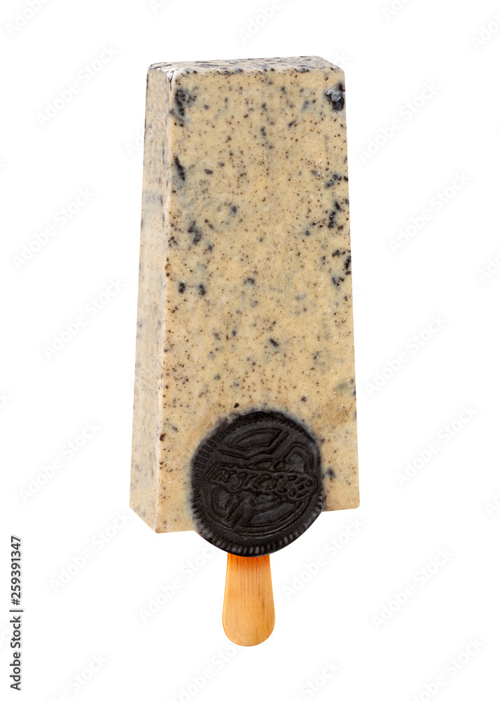 Stick ice cream biscuit flavor isolated on wood background. Mexican Pallets