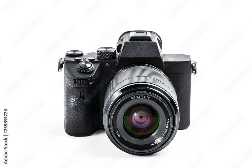 Camera isolated on white background with clipping path..Mirrorless camera isolated on white background..Clipping path for design and artwork. Camera isolated on white background with clipping path..Mirrorless camera isolated on white background..Clipping path for design and artwork.