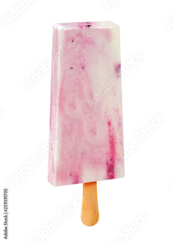 Stick ice cream yogurt flavor isolated on wood background. Mexican Pallets