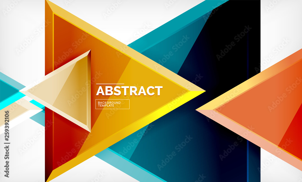 Triangular low poly background design, multicolored triangles