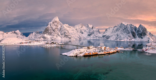 Beautiful Norway, the Lofoten islands, the village of Sakrisoy - panorama  © janmiko