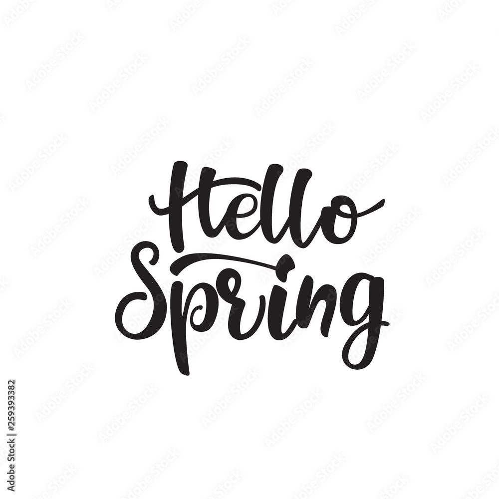 Lettering  Hello, Spring. Vector illustration.