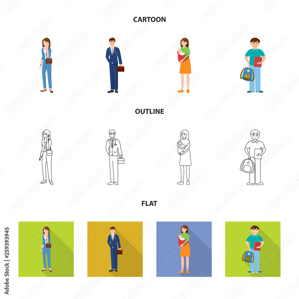 Vector design of character and avatar icon. Set of character and portrait stock vector illustration. Vector design of character and avatar icon. Set of character and portrait stock vector illustration.