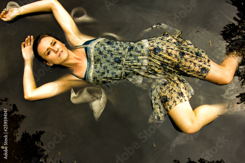 Modern Ophelia in lily pads photo