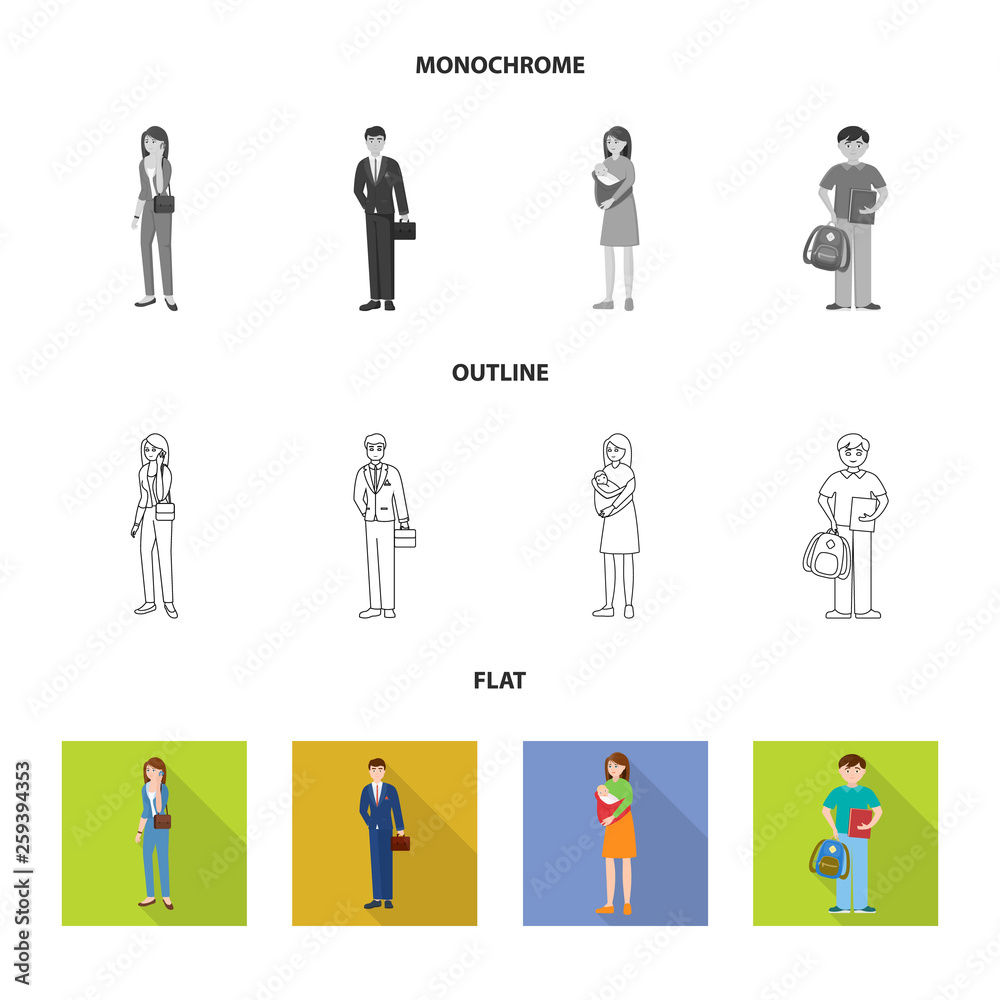 Isolated object of character and avatar symbol. Collection of character and portrait stock symbol for web. Isolated object of character and avatar symbol. Collection of character and portrait stock symbol for web.