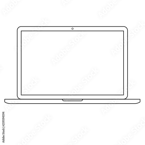 Opened Laptop or notebook computer with empty screen outline. Laptop outline vector. Laptop or notebook icon.