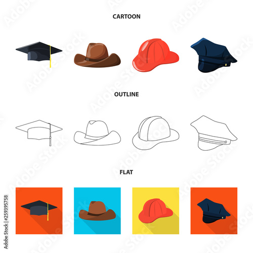 Vector design of clothing and cap logo. Collection of clothing and beret stock symbol for web.