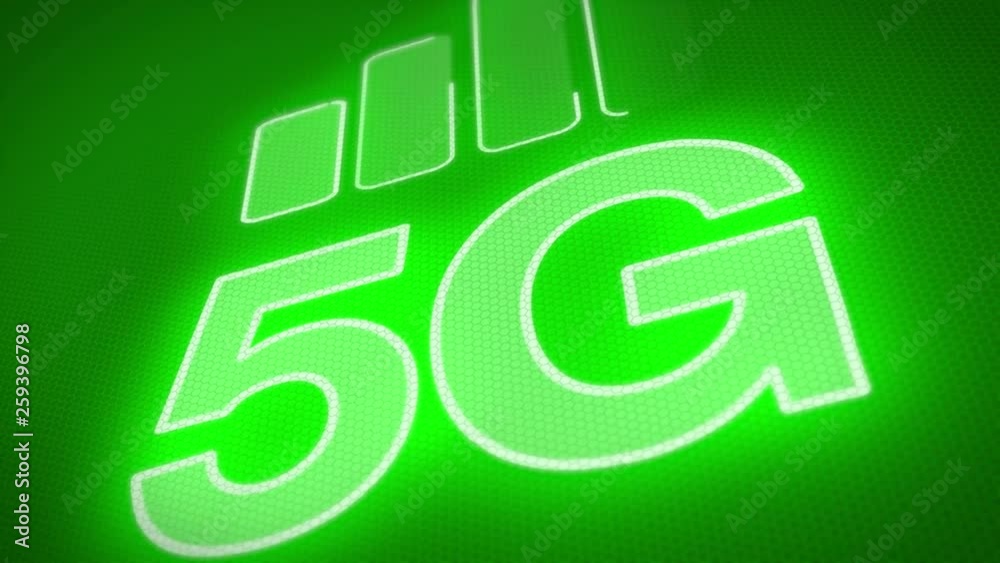 Video animation of the fast 5G mobile network on green background Video animation of the fast 5G mobile network on green background