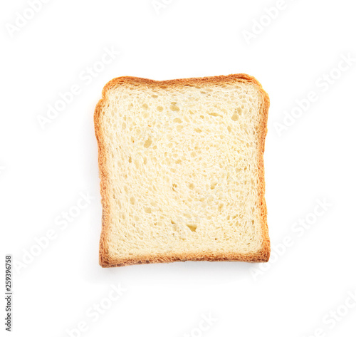 Fresh wheat bread on white background, top view
