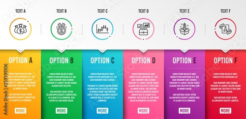 Approved, Business portfolio and Candlestick graph icons simple set. Startup, Check investment and Technical algorithm signs. Winner badge, Job interview. Education set. Infographic template. Vector