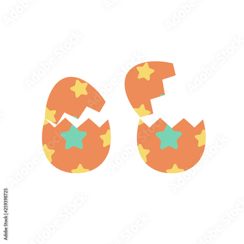 Cracked or broken easter eggs isolated vector set, flat cartoon crack paschal egg on white background clipart