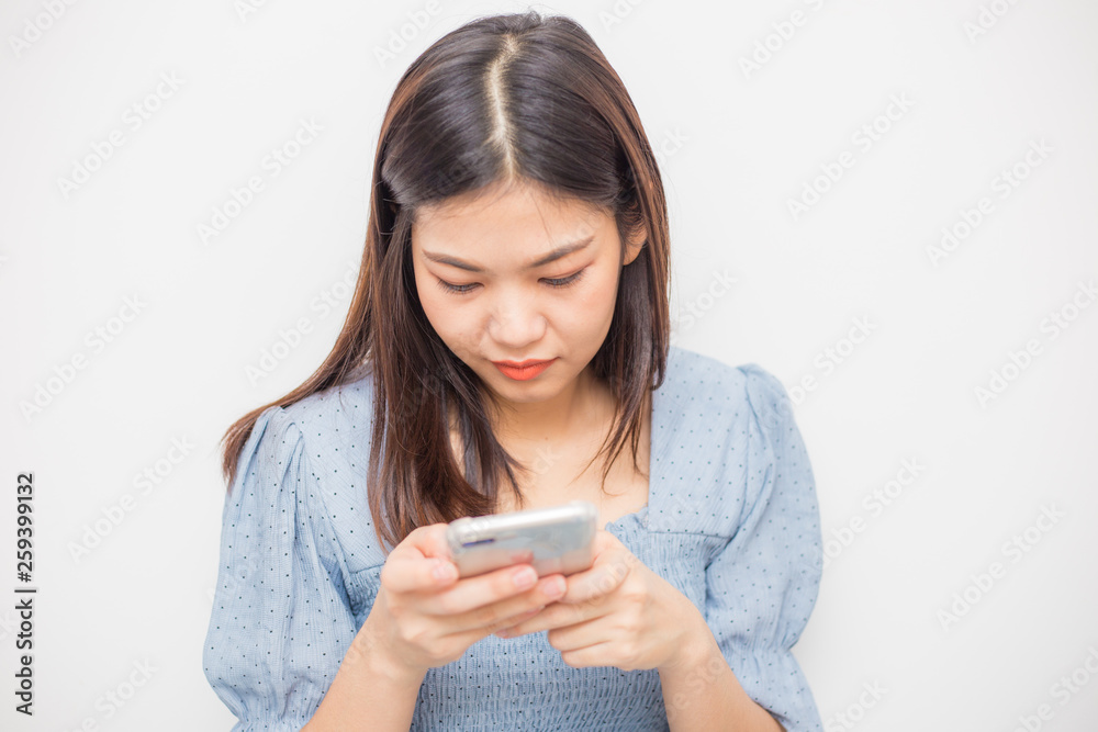 Portrait of asian beautiful women using touch screen smartphone Portrait of asian beautiful women using touch screen smartphone