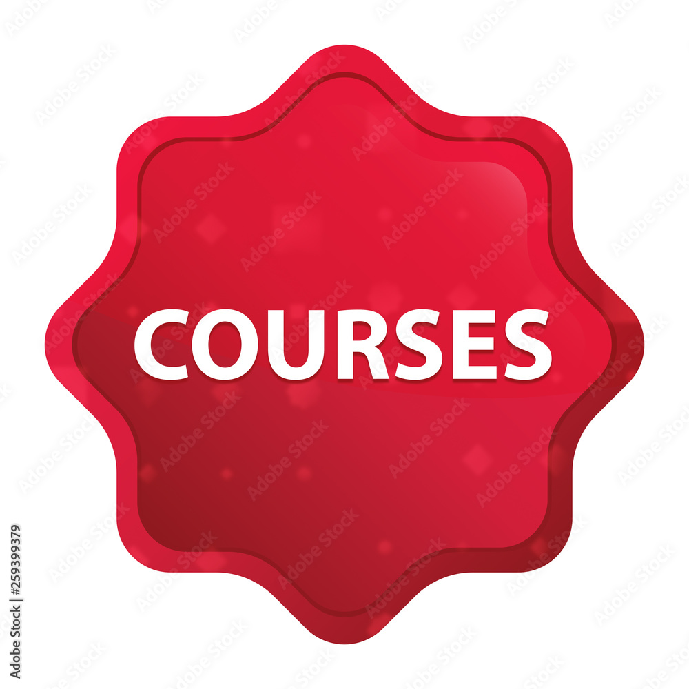 Courses misty rose red starburst sticker button Courses misty rose red starburst sticker button