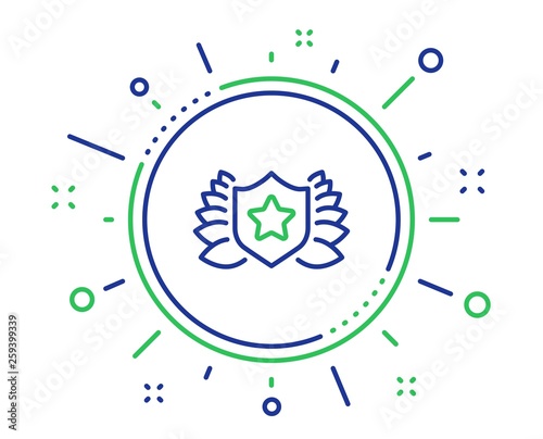 Award shield line icon. Laurel wreath symbol. Laureate sign. Quality design elements. Technology laureate button. Editable stroke. Vector