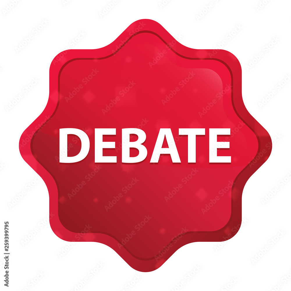 Debate misty rose red starburst sticker button Debate misty rose red starburst sticker button