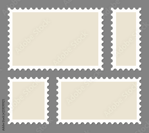 Blank Postage Stamps frames set - stock vector.