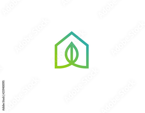 Logo linear icon eco house nature