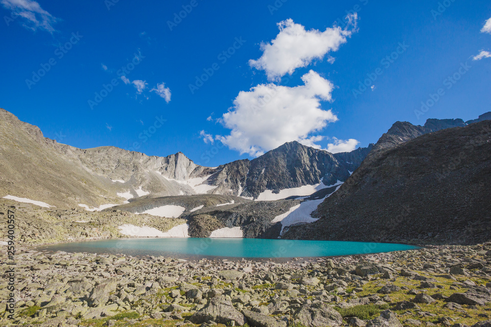 Upper Akchan lake. Mountain Altai