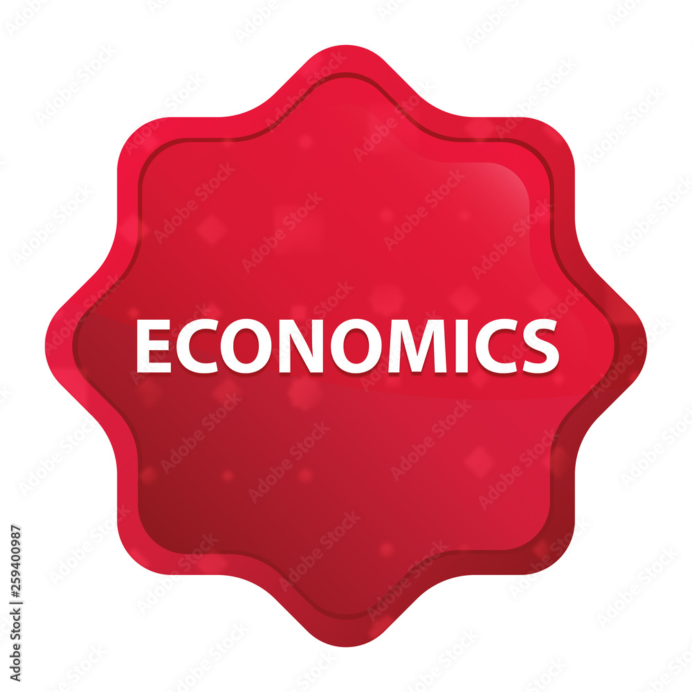 Economics misty rose red starburst sticker button Economics misty rose red starburst sticker button