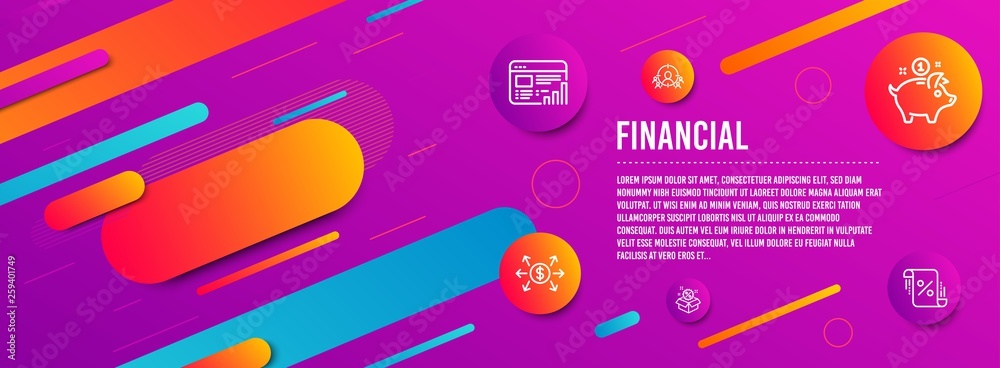 Header banner. Saving money, Dollar exchange and Web report icons simple set. Business targeting, Sale and Loan percent signs. Piggy bank, Payment. Finance set. Line saving money icon. Vector Header banner. Saving money, Dollar exchange and Web report icons simple set. Business targeting, Sale and Loan percent signs. Piggy bank, Payment. Finance set. Line saving money icon. Vector