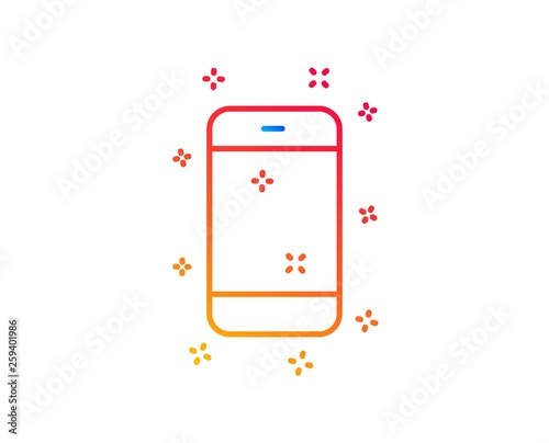 Smartphone icon. Cellphone or Phone sign. Ð¡ommunication Mobile device symbol. Gradient design elements. Linear smartphone icon. Random shapes. Vector