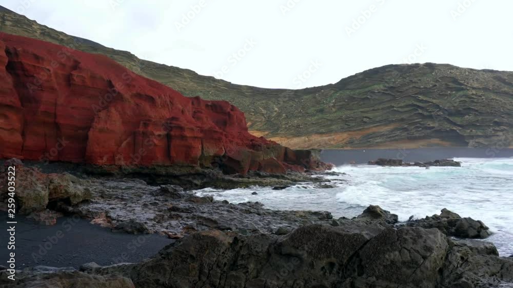 Black beach El Golfo on Lanzarote, Canary Islands, Spain Black beach El Golfo on Lanzarote, Canary Islands, Spain
