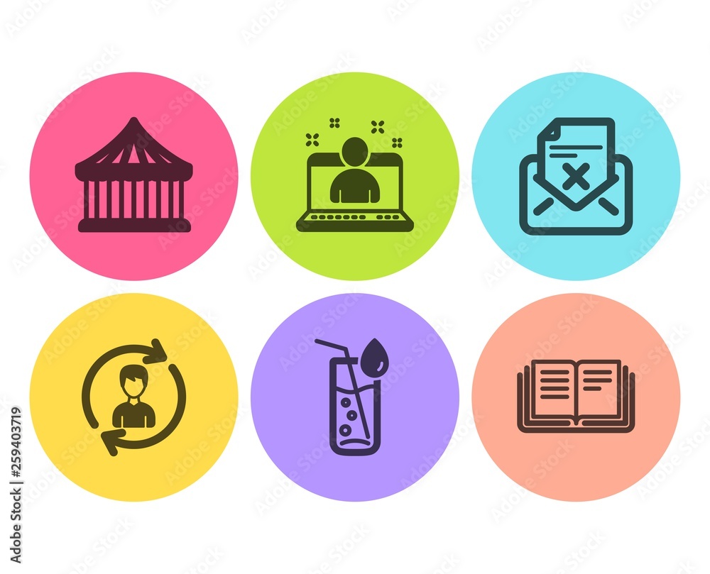 Reject letter, Human resources and Water glass icons simple set. Best manager, Carousels and Education signs. Delete mail, Update profile. Business set. Flat reject letter icon. Circle button. Vector Reject letter, Human resources and Water glass icons simple set. Best manager, Carousels and Education signs. Delete mail, Update profile. Business set. Flat reject letter icon. Circle button. Vector