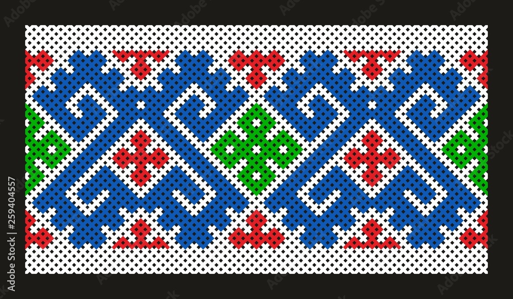 Element of traditional ornament for decoration of clothes of the peoples of the Far North of Russia. Ornament of Khanty and Mansi. Element of traditional ornament for decoration of clothes of the peoples of the Far North of Russia. Ornament of Khanty and Mansi.