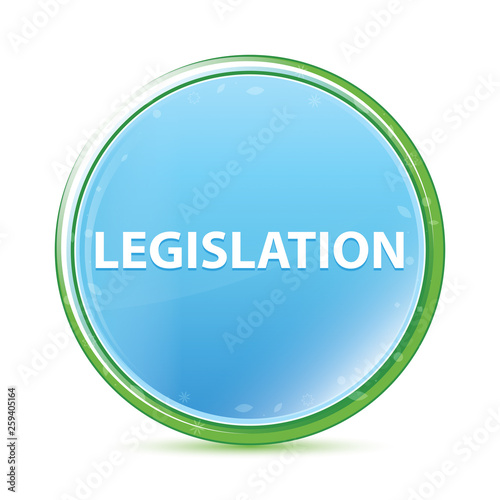 Legislation natural aqua cyan blue round button