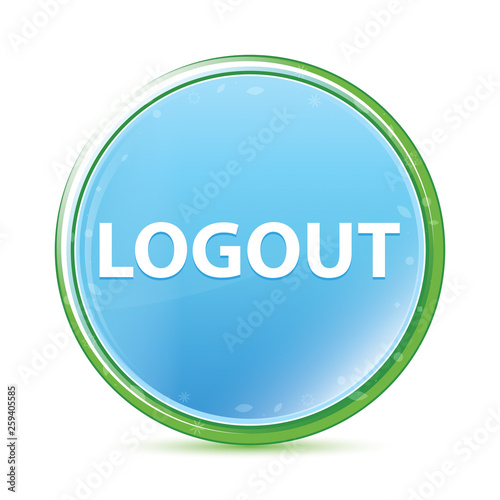 Logout natural aqua cyan blue round button