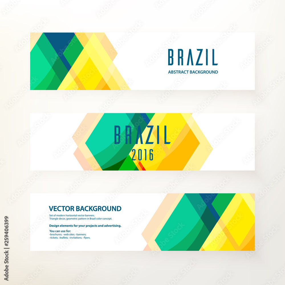 Horizontal banners in Brazil color concept