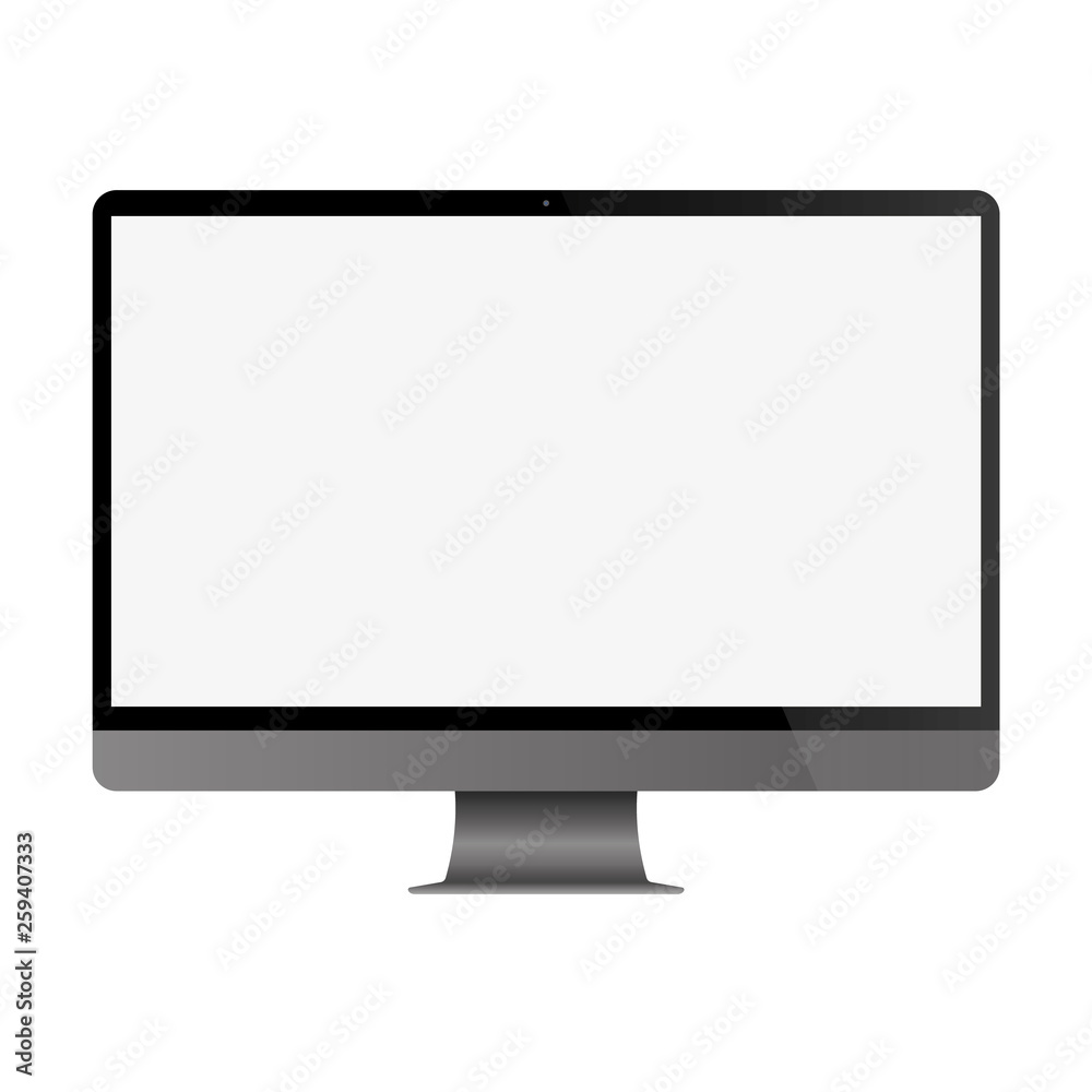 Computer display with blank screen. Front view. Computer screen isolated on white background vector eps10 Computer display with blank screen. Front view. Computer screen isolated on white background vector eps10