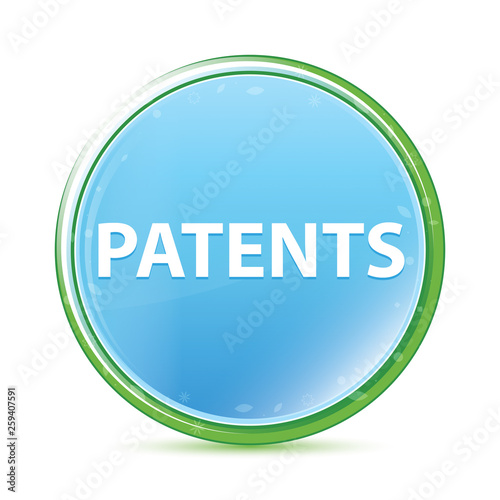 Patents natural aqua cyan blue round button photo