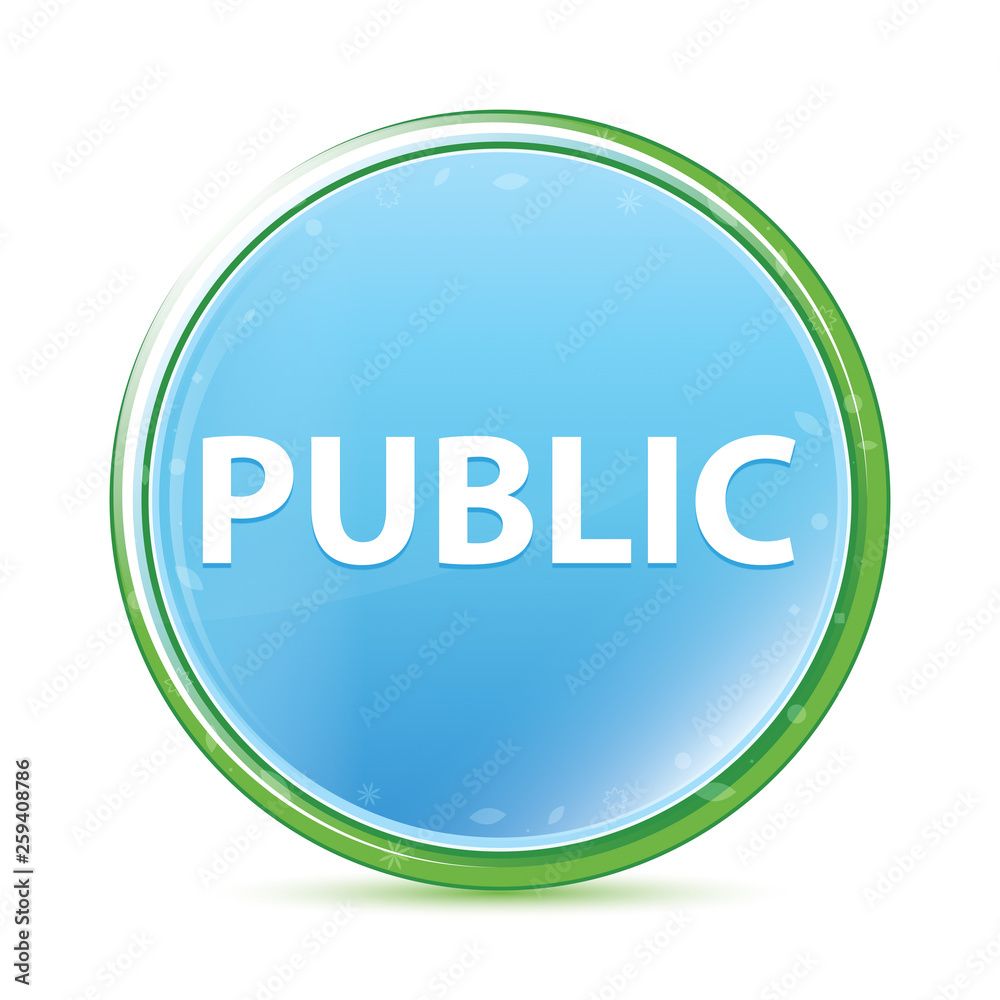 Public natural aqua cyan blue round button Public natural aqua cyan blue round button