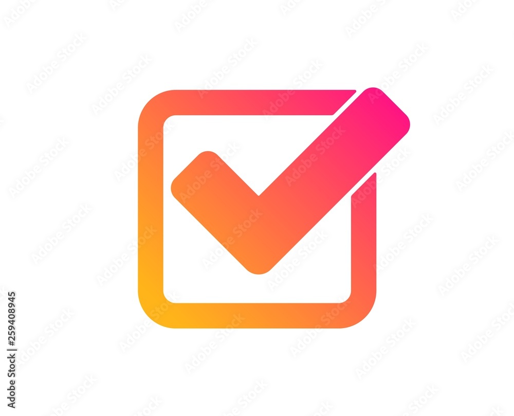 Check icon. Approved Tick sign. Confirm, Done or Accept symbol. Classic flat style. Gradient checkbox icon. Vector Check icon. Approved Tick sign. Confirm, Done or Accept symbol. Classic flat style. Gradient checkbox icon. Vector