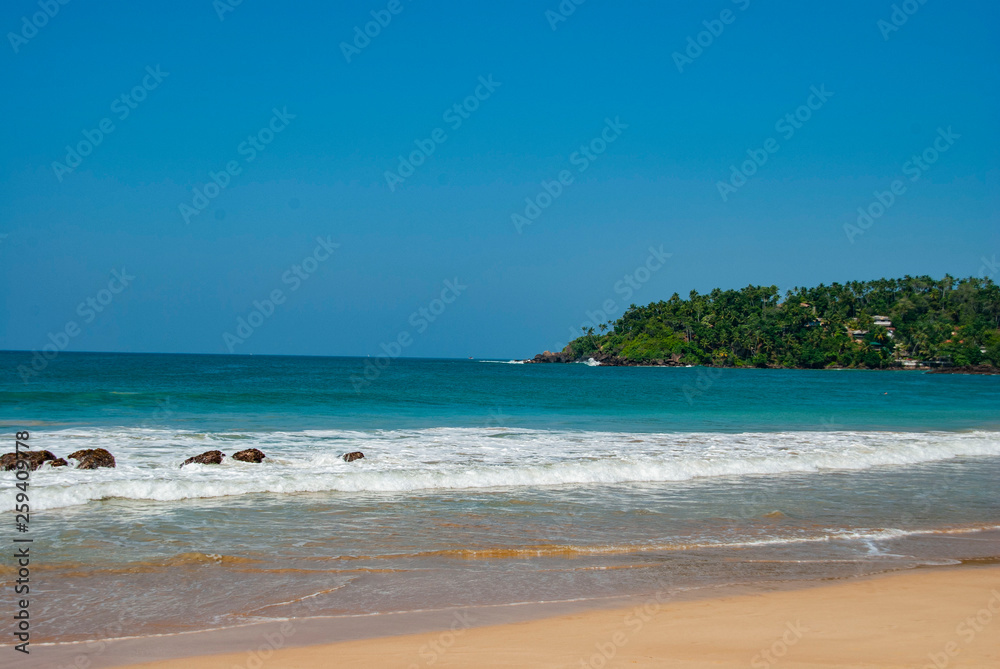 Beach and sea in Mirissa in Sri Lanka