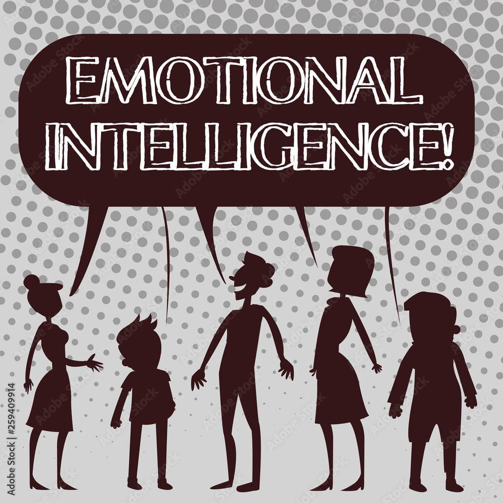 Handwriting text Emotional Intelligence. Conceptual photo Ability to identify and analysisage own and other emotions Silhouette Figure of People Talking and Sharing One Colorful Speech Bubble Handwriting text Emotional Intelligence. Conceptual photo Ability to identify and analysisage own and other emotions Silhouette Figure of People Talking and Sharing One Colorful Speech Bubble
