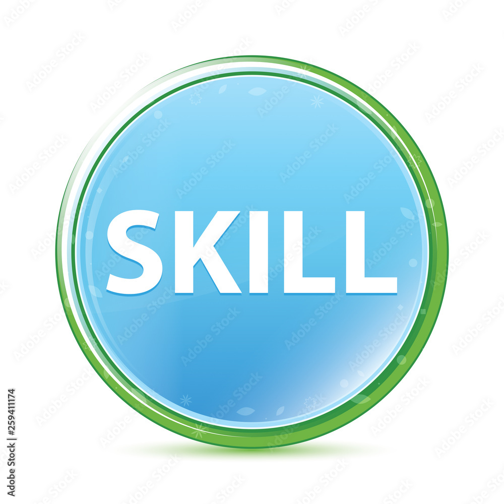 Skill natural aqua cyan blue round button Skill natural aqua cyan blue round button