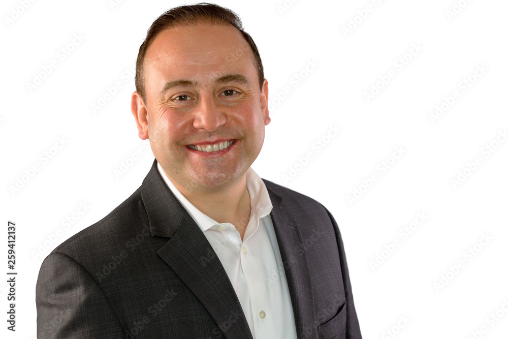 Happy businessman in suit with copy space Happy businessman in suit with copy space
