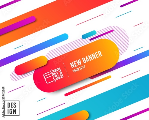Credit card or cash line icon. Payment methods sign. Diagonal abstract banner. Linear payment methods icon. Geometric line shapes. Vector