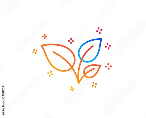 Leaves line icon. Grow plant leaf sign. Environmental care symbol. Gradient design elements. Linear leaves icon. Random shapes. Vector