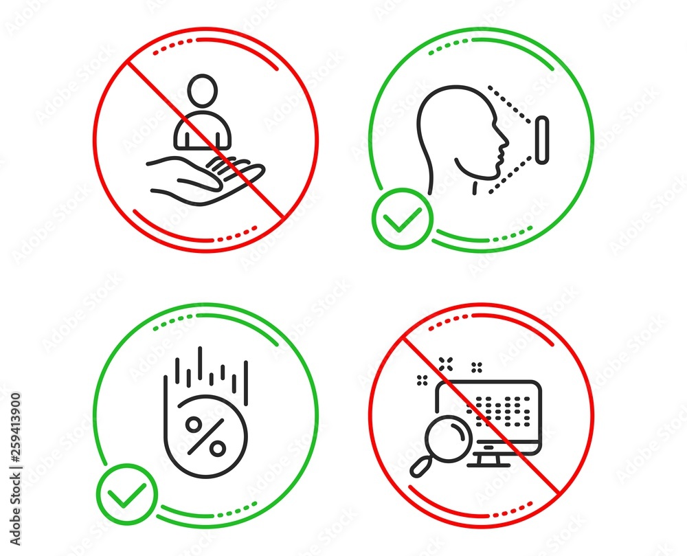 Do or Stop. Loan percent, Face id and Recruitment icons simple set. Search sign. Discount, Identification system, Hr. Find file. Technology set. Line loan percent do icon. Prohibited ban stop. Vector Do or Stop. Loan percent, Face id and Recruitment icons simple set. Search sign. Discount, Identification system, Hr. Find file. Technology set. Line loan percent do icon. Prohibited ban stop. Vector