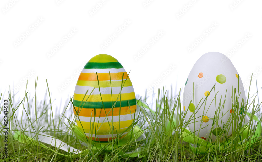 Easter eggs on green grass Easter eggs on green grass