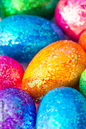 Fotografia, Obraz Glitter Colorful Easter Eggs Background
