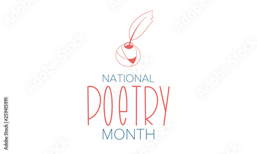 National Poetry Month in April. Poster with handwritten lettering. Poetry Festival in the United States and Canada. Literary events and celebration. Greeting card, invitation, banner or background