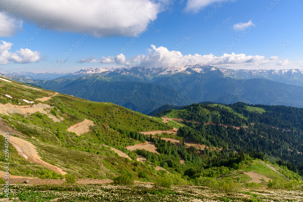 Mountain road in the Caucasus, Mountain ranges. Sochi Russia. Mountain road in the Caucasus, Mountain ranges. Sochi Russia.