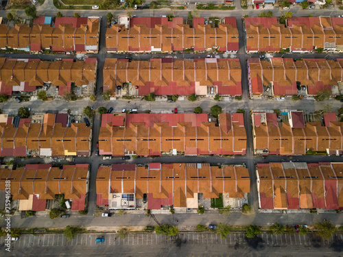 Terrace houses in a housing estate