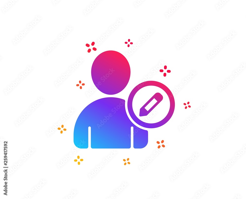 Edit User icon. Profile Avatar with pencil sign. Person silhouette symbol. Dynamic shapes. Gradient design edit user icon. Classic style. Vector Edit User icon. Profile Avatar with pencil sign. Person silhouette symbol. Dynamic shapes. Gradient design edit user icon. Classic style. Vector